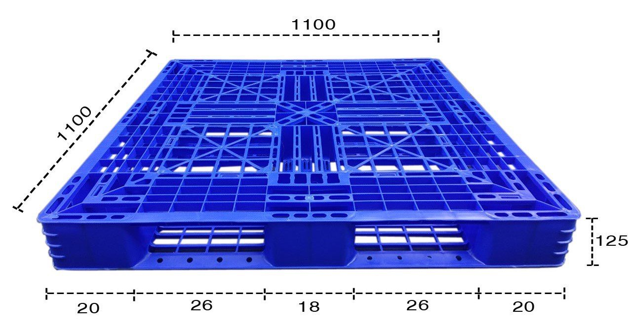 Pallet 1100x1100x125 có dạng hình vuông, dễ xếp chồng lên nhau