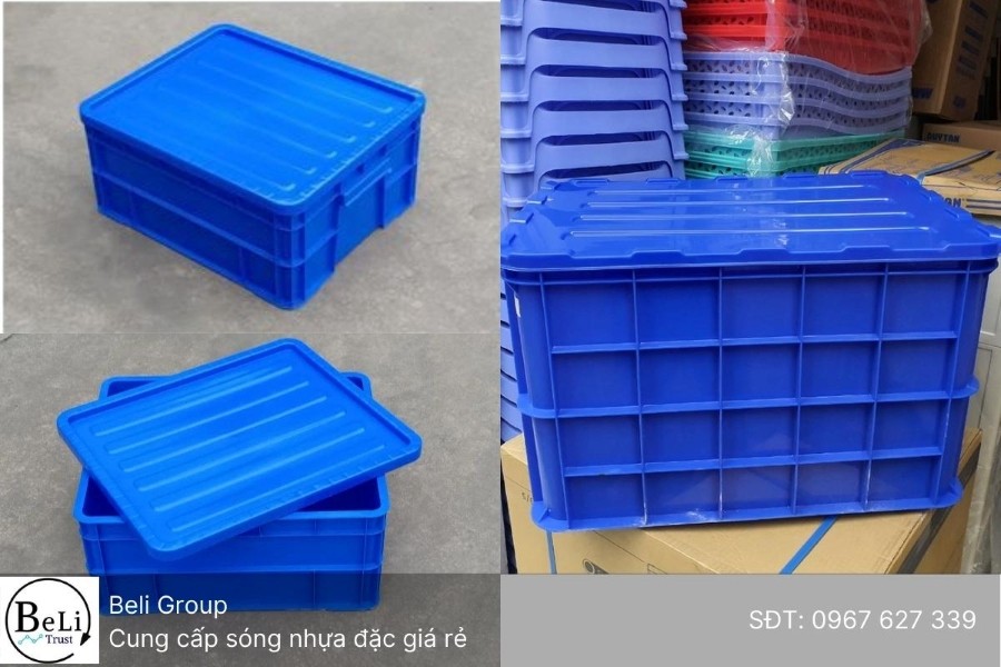 thùng nhựa đặc có nắp được sử dụng trong các chợ 